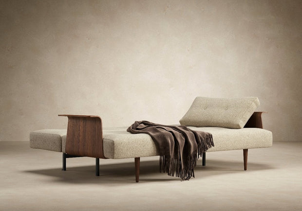 Recast Plus Dark Styletto Sofa w/Walnut Arms