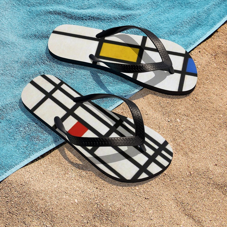 Mondrian Unisex Flip-Flops - Molecule Design-Online 