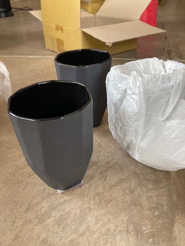 3 Quartz Faceted Ceramic Cup-Lrg-Blk - Molecule Design-Online 