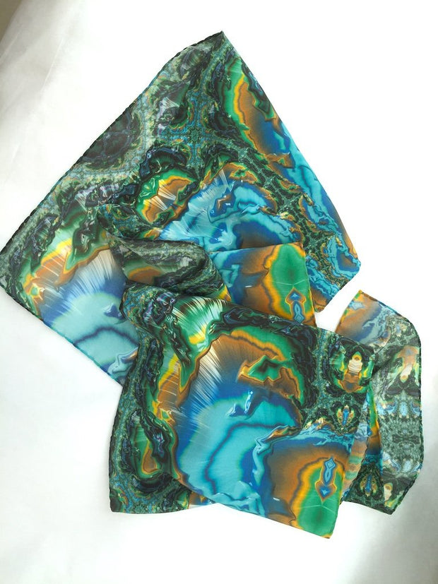 Silk Crepe de Chine Scarf - Molecule Design-Online 