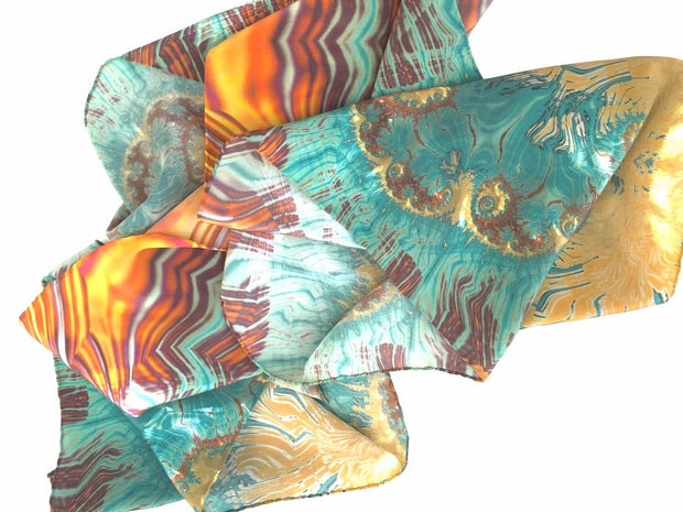 Silk Crepe de Chine Scarf - Molecule Design-Online 