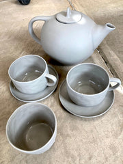 Stoneware Teapot and Cups - Lot of 4 - Molecule Design-Online 