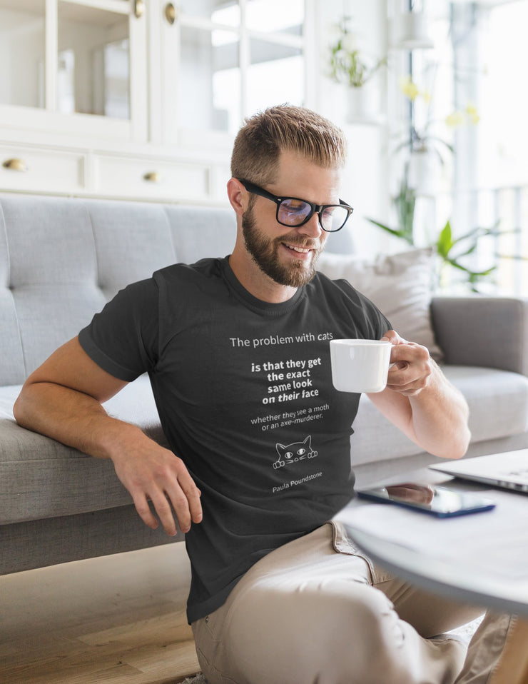 The problem with Cats - Unisex recycled t-shirt / Black, Charcoal - Molecule Design-Online 