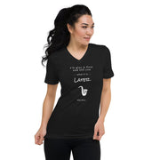 Later - Unisex Short Sleeve V-Neck T-Shirt / Blk - Molecule Design-Online 