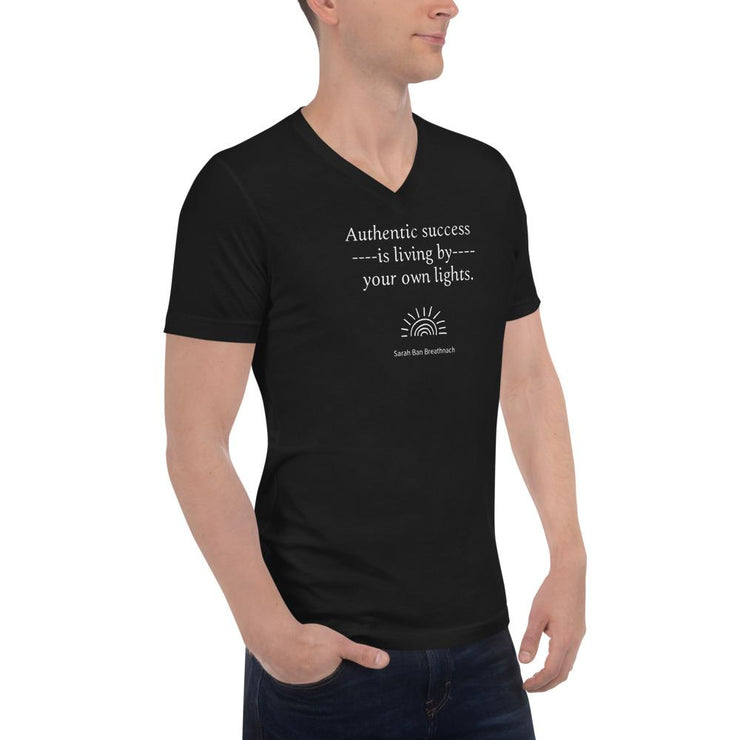 Lights - Unisex Short Sleeve V-Neck T-Shirt / Blk - Molecule Design-Online 